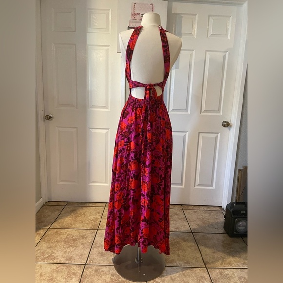 Anthropologie Red and Purple Floral Maxi Dress - Picture 5 of 9